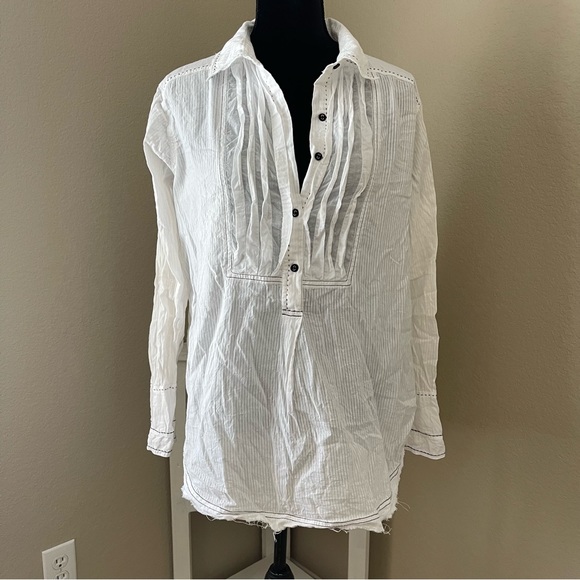 Free People Black Tie Tux Blouse | Small - Picture 12 of 14